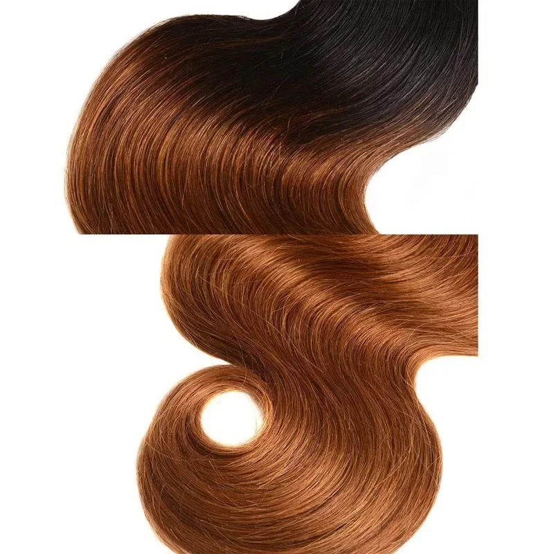 Extensão brasileira do cabelo humano da virgem para mulheres negras, pacotes marrom do ombre, onda do corpo, 100% real, 100g pelo PC, 1B30