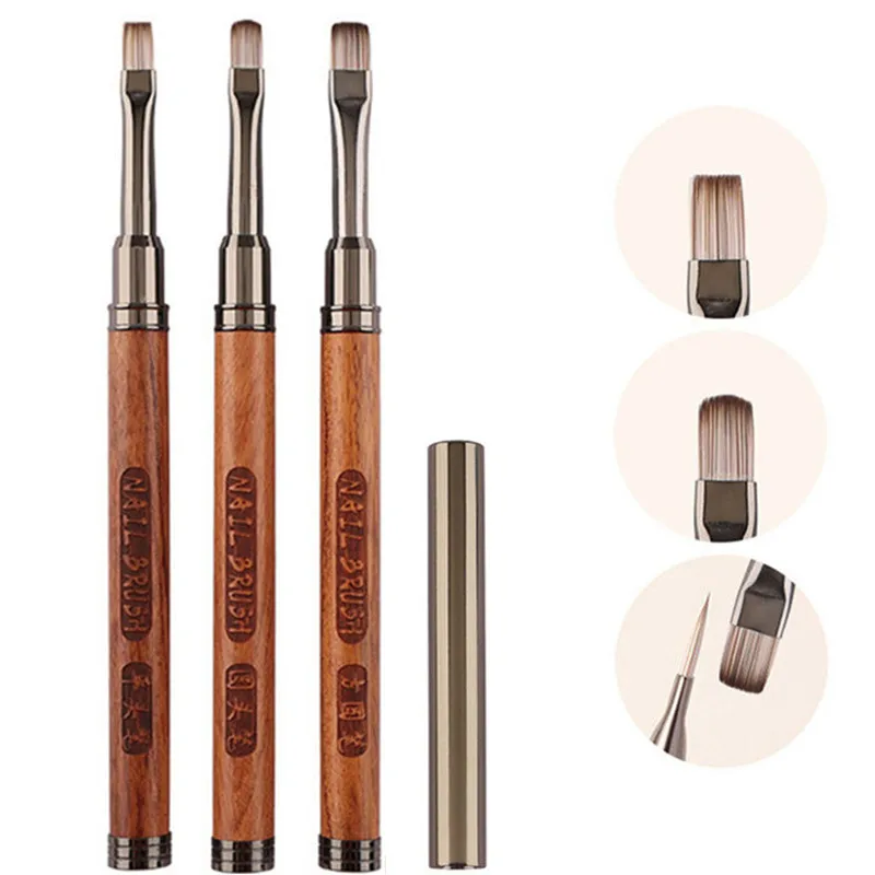 1/3 قطعة مقبض الخشب المستديرة هلام اللوحة فرشاة مسمار ل هلام تلميح تمديد الاكريليك منشئ ملحق مسمار فرش فنية هلام فرشاة الأظافر #6