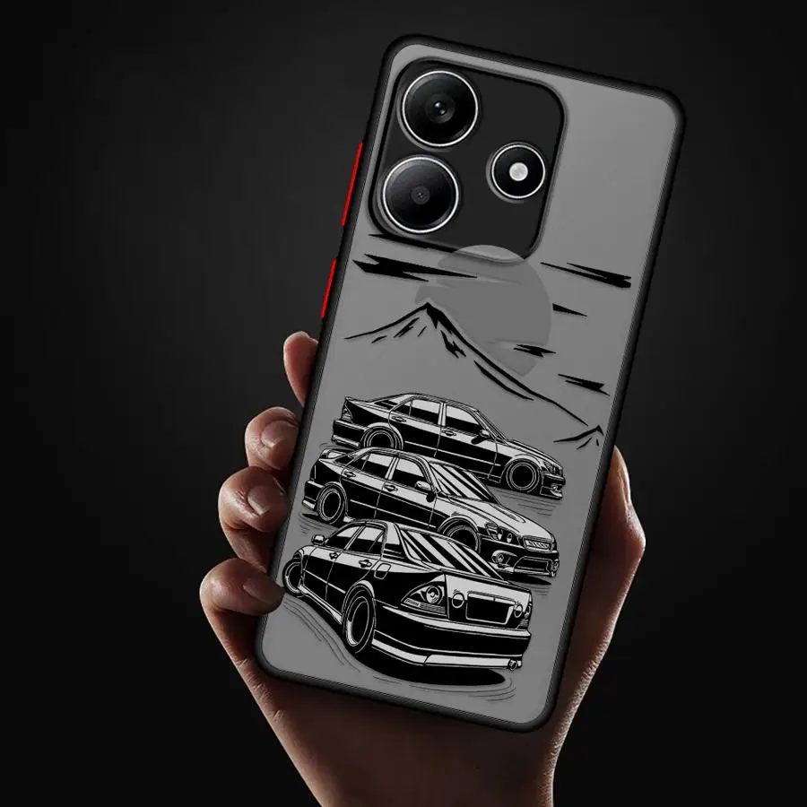 日本のJDMドリフトカー柄スマホケース Xiaomi Redmi Note 10S 11S 12C 12s A4 9 10 11 Pro 13C 13 14 12 Pro Plus A14C 9S対応