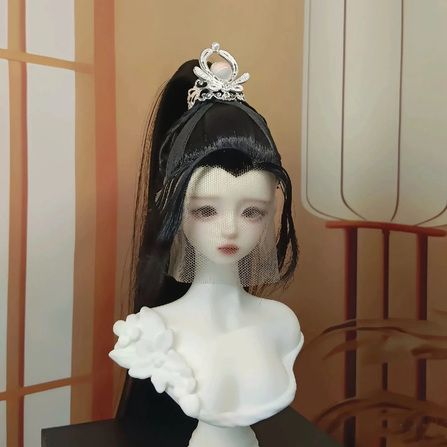 1/4 1/3 BJD Doll Samurai Wig Ancient Costume Hanfu Vintage Long Hair Doll Wig For MSD SD13 Girl ID72 Uncle Accessories A2010