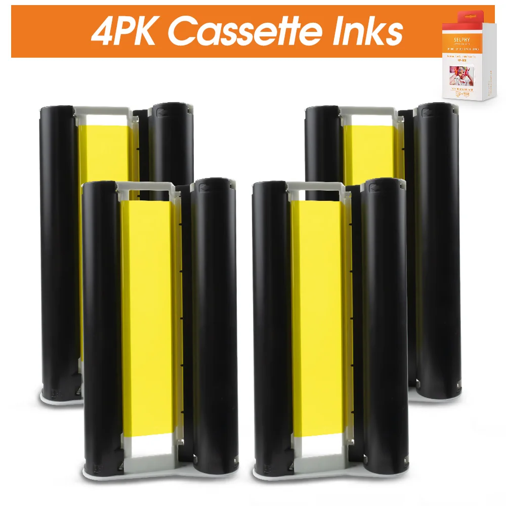 

4PK Color Cartridge Ink for Canon Selphy CP1300 Photo Printer KP-108IN 6" Cassette Ink for Canon Selphy CP1200 CP910 CP900 Print