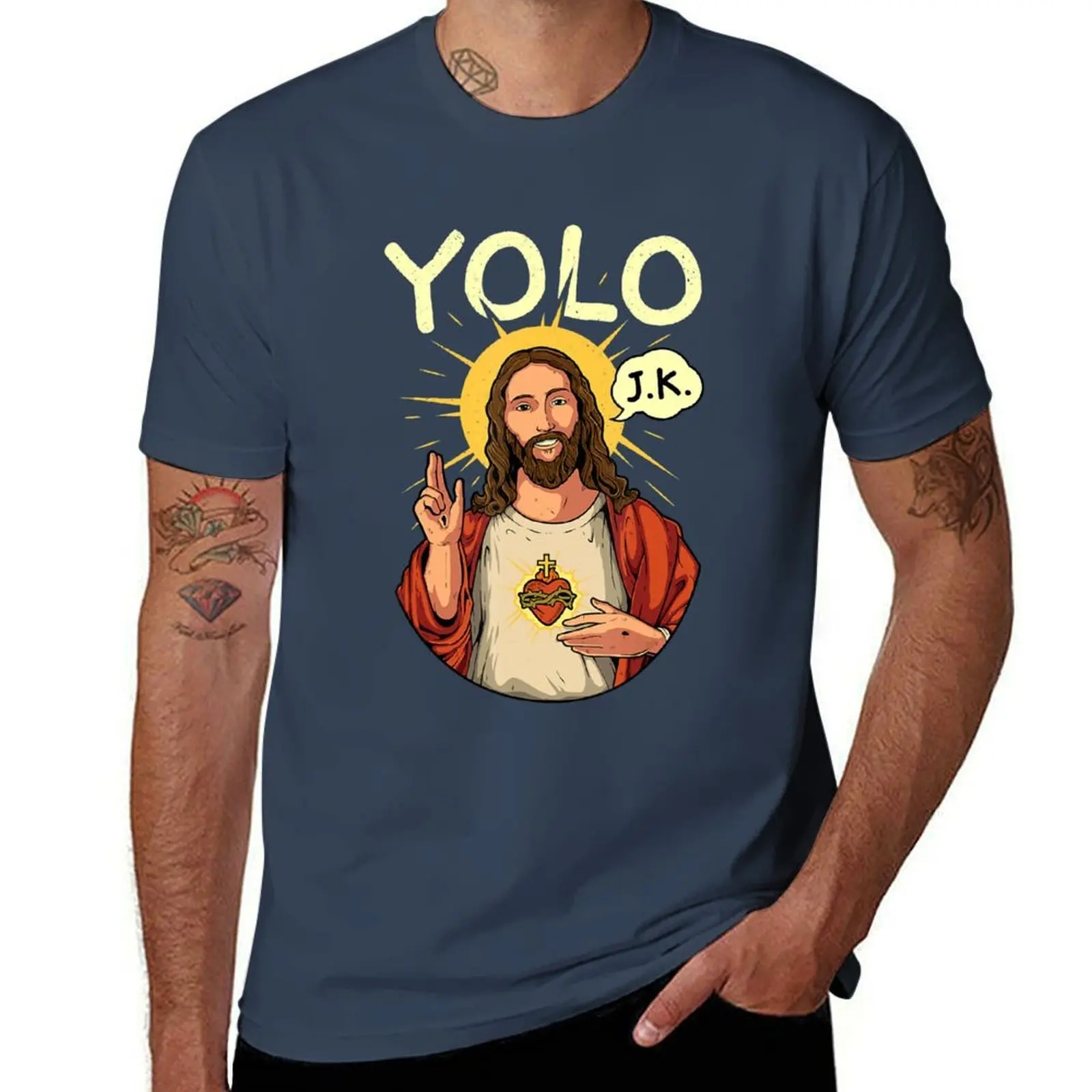 

Meme YOLO Christ Christian Funny JK Jesus Easter T-Shirt Soft Stretch Short Sleeve Top