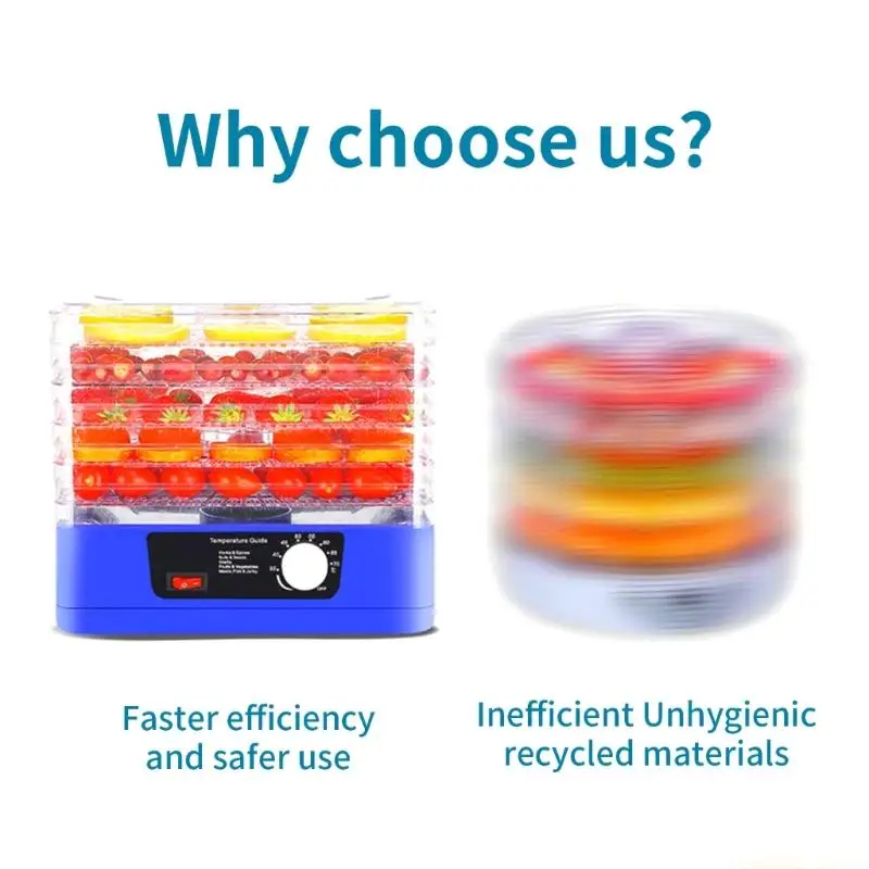 D0AB Fruits Dehydrator Intelligent Dehydrator 5 Layer Vegetable Dehydrator Plastic Texture Suitable for Making Snacks