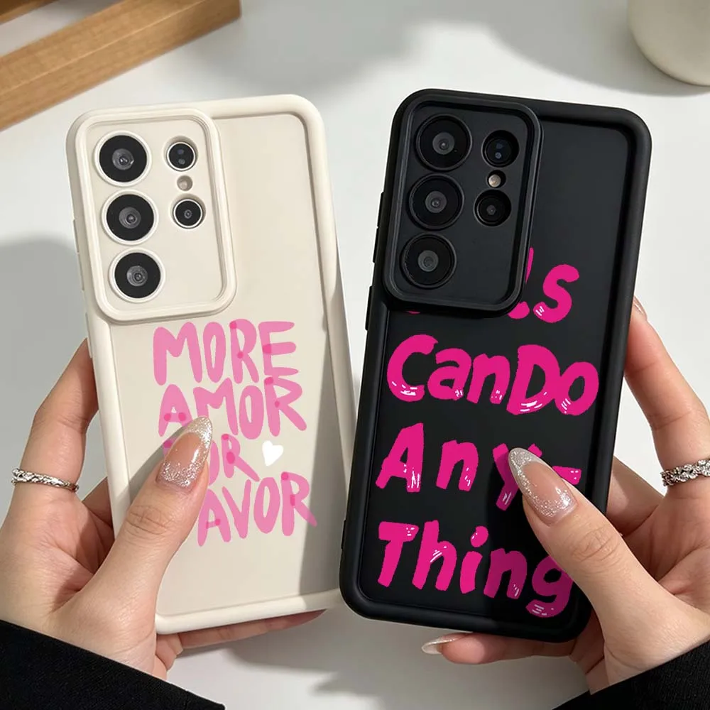 Pink Girls Can Do Anything For Samsung Galaxy S26 S25 S24 S23 S22 S21 S20 Ultra Plus FE Eye Ladder Silicone Phone Case Cover