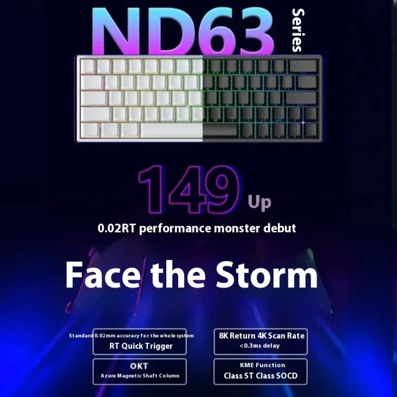 Irok Nd63Pro Mechanical Keyboard Wired Hot Swap RGB 8k Low Latency Pc E-sports Gaming Customized Keyboard Gaming Accessories