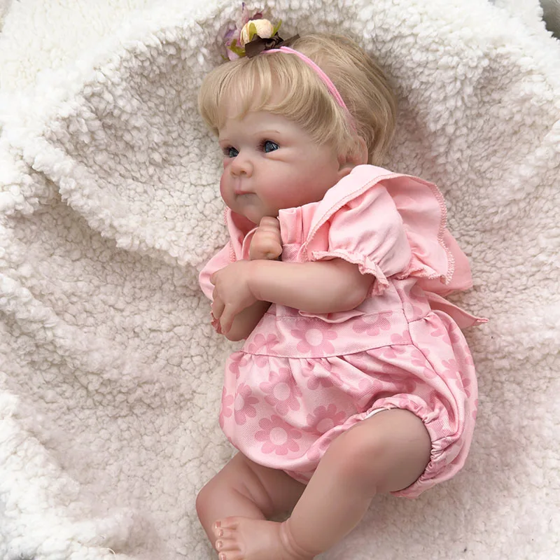 45cm Blue Eyes Reborn Doll Bettie realistico Soft Touch Cuddly Baby Multiple Layers Painting 3D Skin con vene visibili