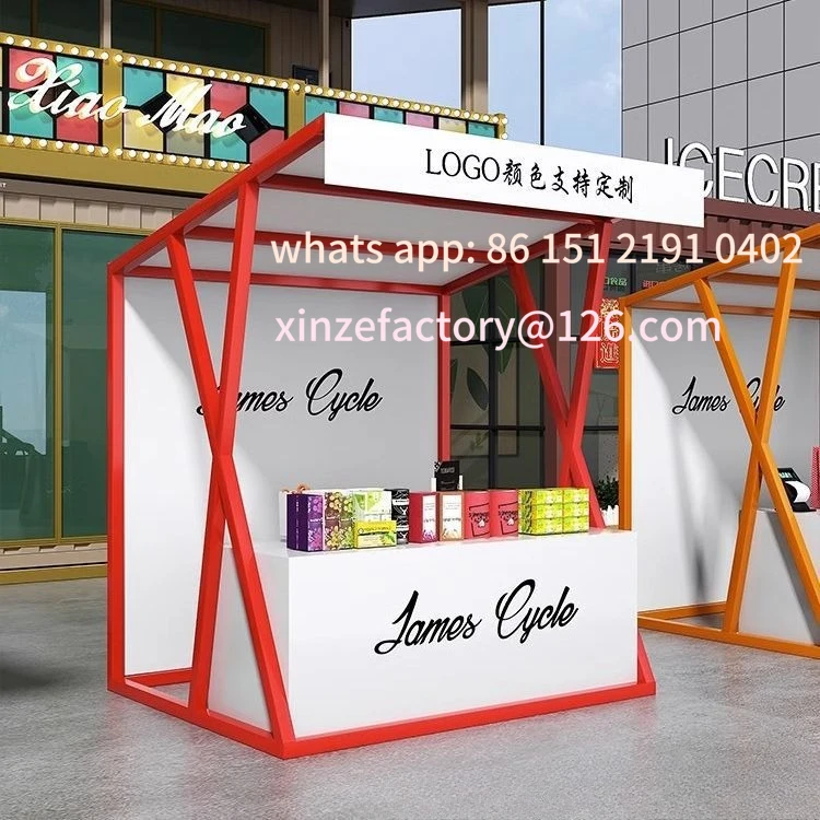 تخصيص التجارية الشارع الغذاء وجبات خفيفة المشروبات عربة مبيعات السوق عرض رفوف كشك الطعام المحمول كشك رفوف