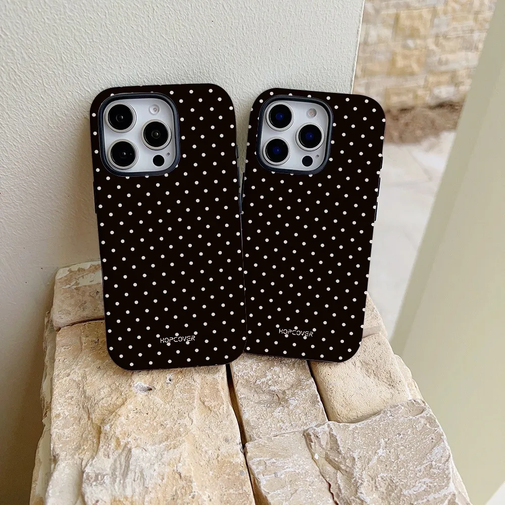 Dark Small Polka Dot Phone Case for Samsung Galaxy S22 S23 S24 S25 S26 FE Plus Ultra Edge 4G 5G Luxury Double-layer