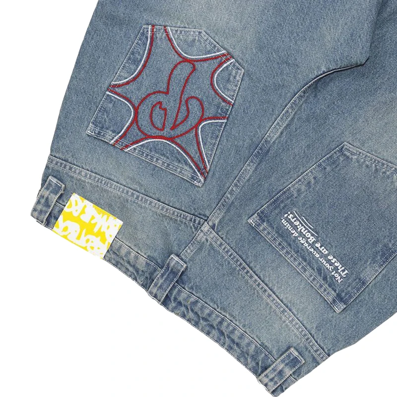 Y2K selling new American retro hip-hop embroidered jeans Harajuku Rock Gothic loose wide-leg pants street wear for men and women