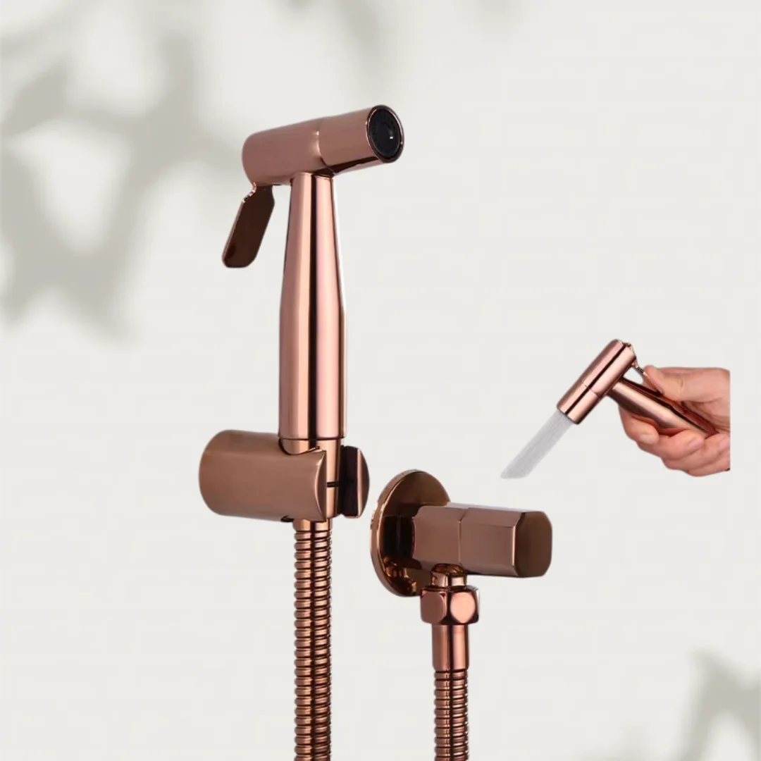 Rose Gold Toilet Bidet Faucet Cold Water Brushed Gold Toilet Sprayer Kit Brass Grey Hand-Held Toilet Faucet Sprayer Shower Head