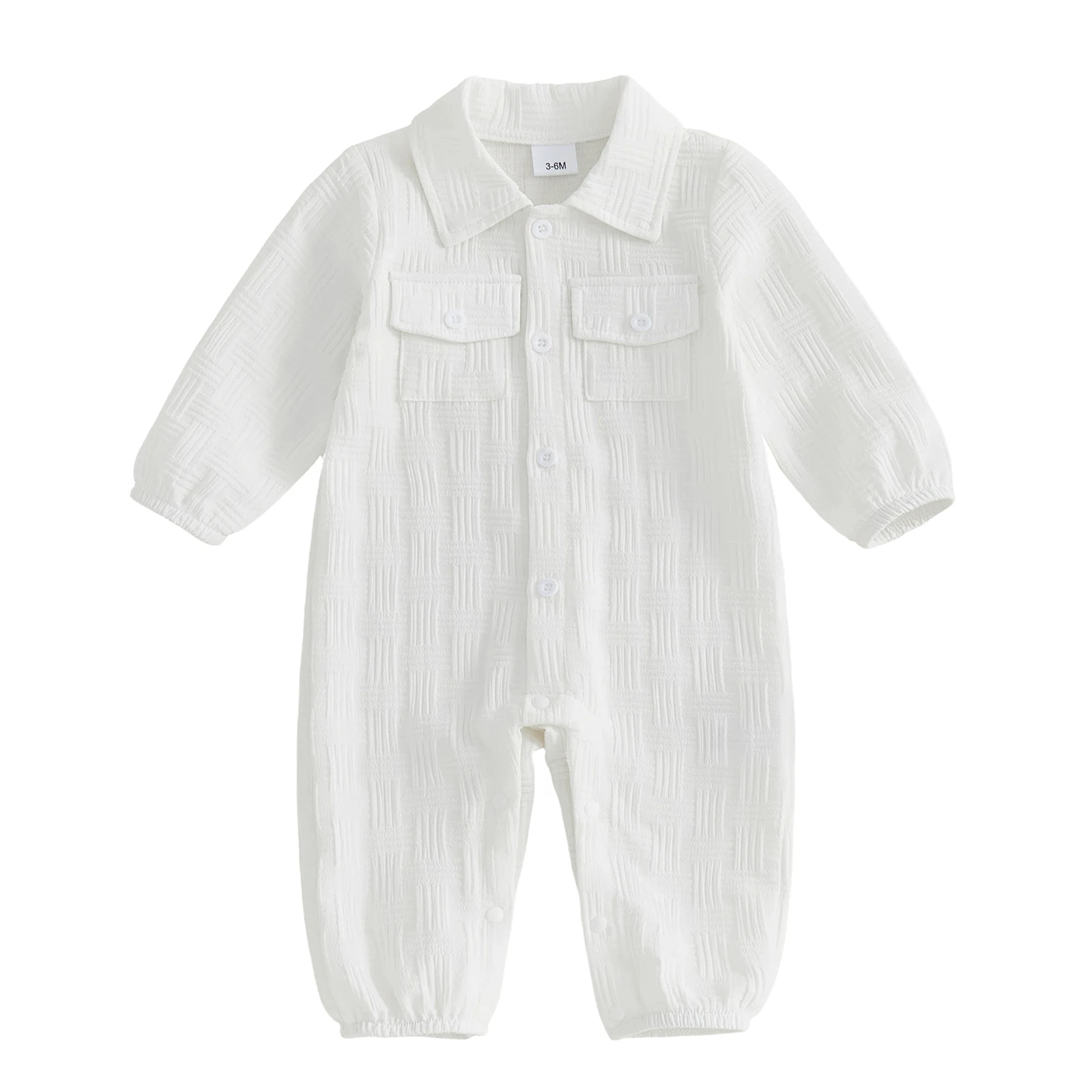 

Baby Boys Jumpsuit Long Sleeve Button-down Solid Casual Autumn Newborn Romper Clothes