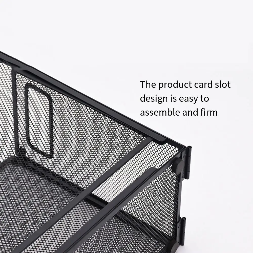Mesh Metal Hanging File Folder Organizer Detachable Folders Not Included Folder Storage Box Antislip Black Document Tray Home