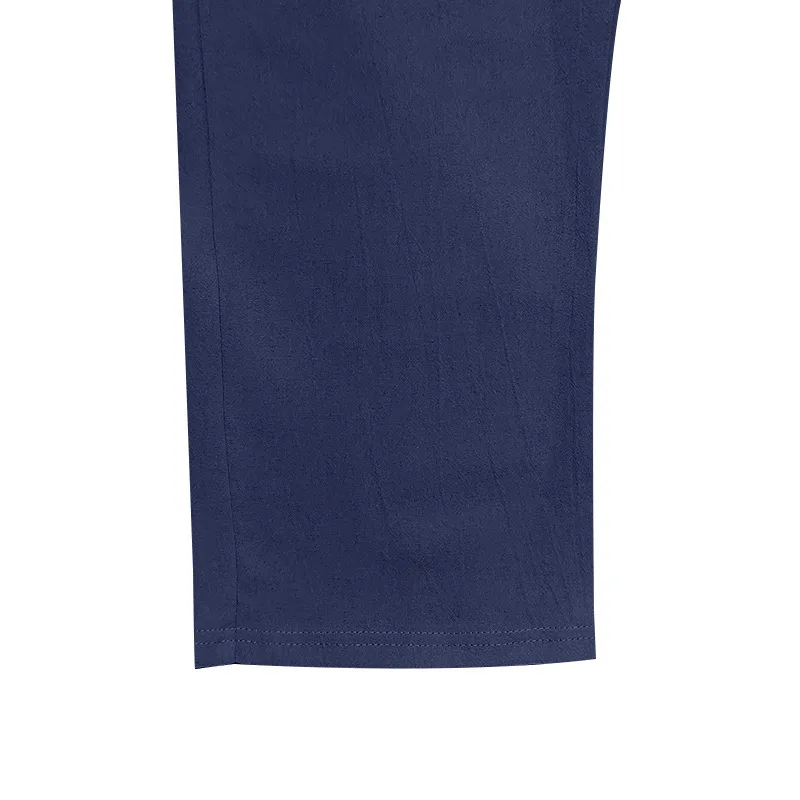 Herren Boho Leinenmischung Weite Hose mit Hoher Taille, Kordelzug, Knopfleiste, Lockerer Passform und Seitentaschen – Detail 16
