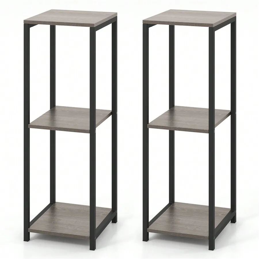 2PCS 3 Tier Tall Metal Plant Stand Plant Holder W/ Metal Frame Outdoor Decor