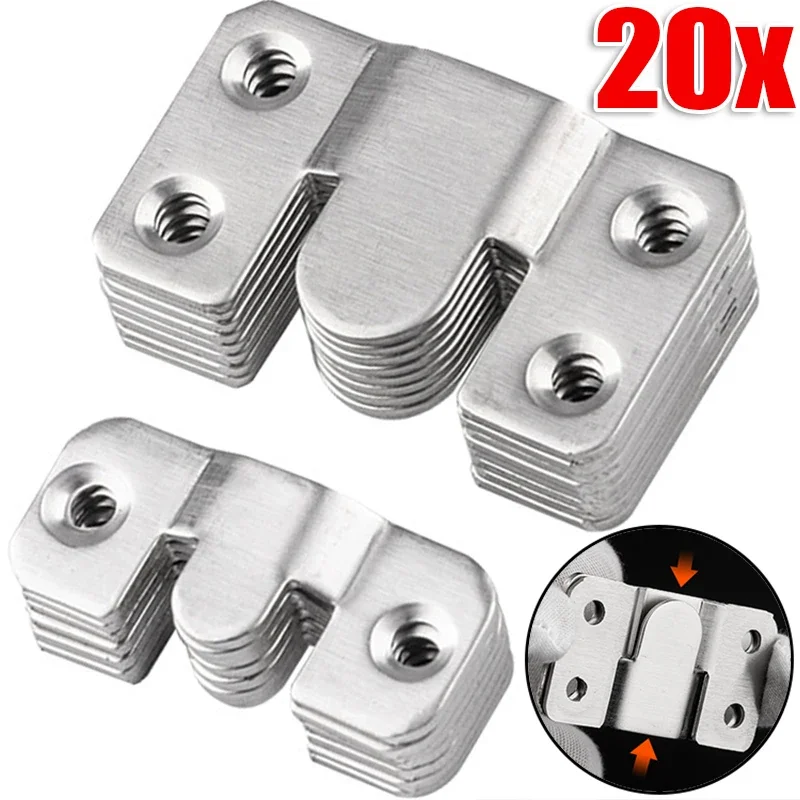 1-10Set Picture Frame Hooks Stainless Steel Wall Hanger Flush Mount Hanging Buckle Furniture Interlock Bracket Joint Connector