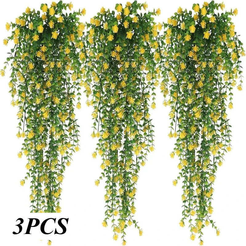 3er-Set Künstliche Hängepflanze Grüne Ranke Simulationsblume Wandbehang Hochzeitsdekoration Gartenbau