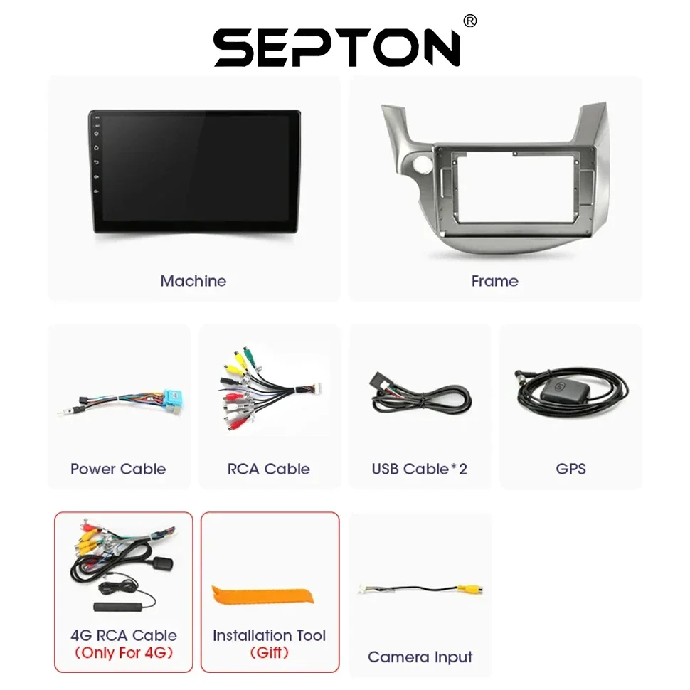 SEPTON Android12 Auto Car Radio for Honda Fit Jazz 2007-2013 Navigation GPS Carplay Multimedia Video Player 2Din 4G Headunit DVD