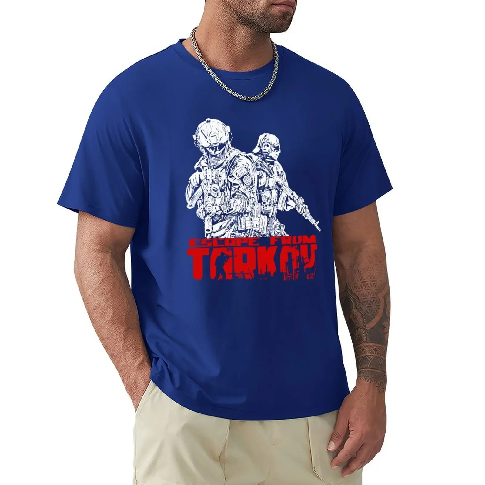 Escape From Tarkov Red by Tortoiseman T Shirts Cartoon Graphic TShirts Cool Short Sleeve Clothing Streetwear T-Shirts Tee Tops