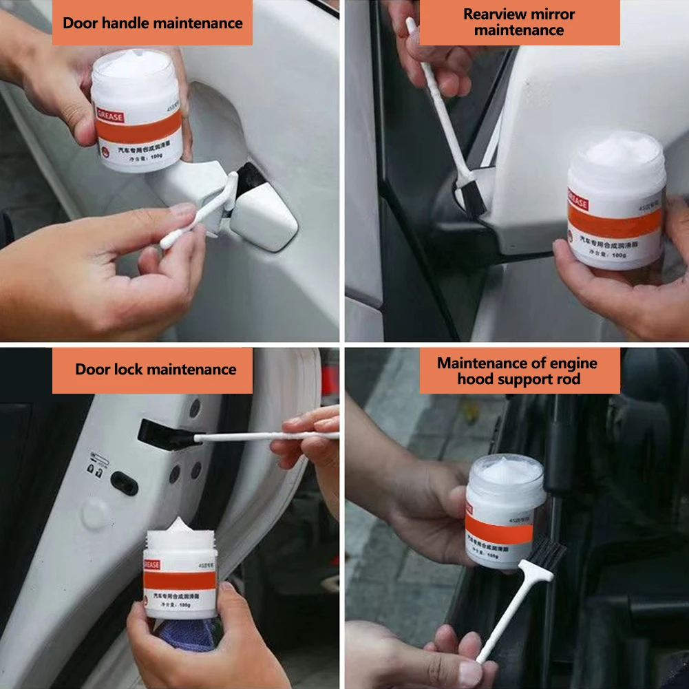 Agente de manutenção antirruído para porta de carro, 100g, lubrificante, prevenção de ferrugem, acessórios anti-bloqueio