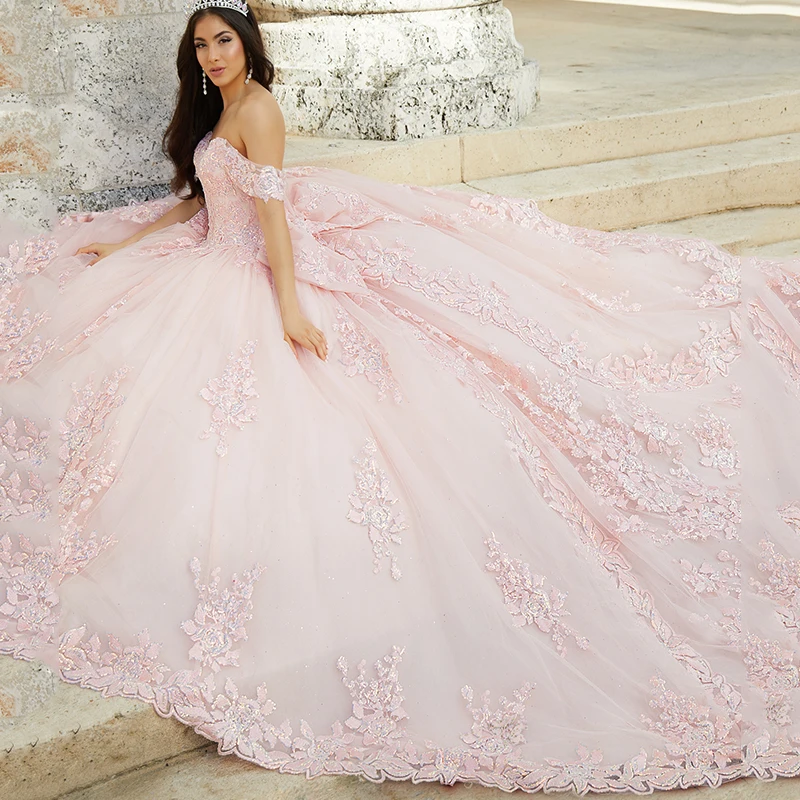 Young Infinity Pink Appliques Ball Gowns Quinceanera Dresses 2024 Beaded Vestidos De 15 Años Quinceañeras Prom فساتين Women 2024