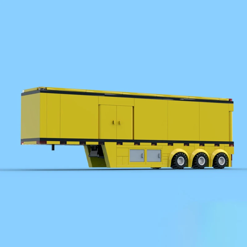 Yellow Heavy Duty Double Trailer Truck Vehicle Model Custom Building Blocks  Assembly Educational Toy Gift For Truck Enthusiasts