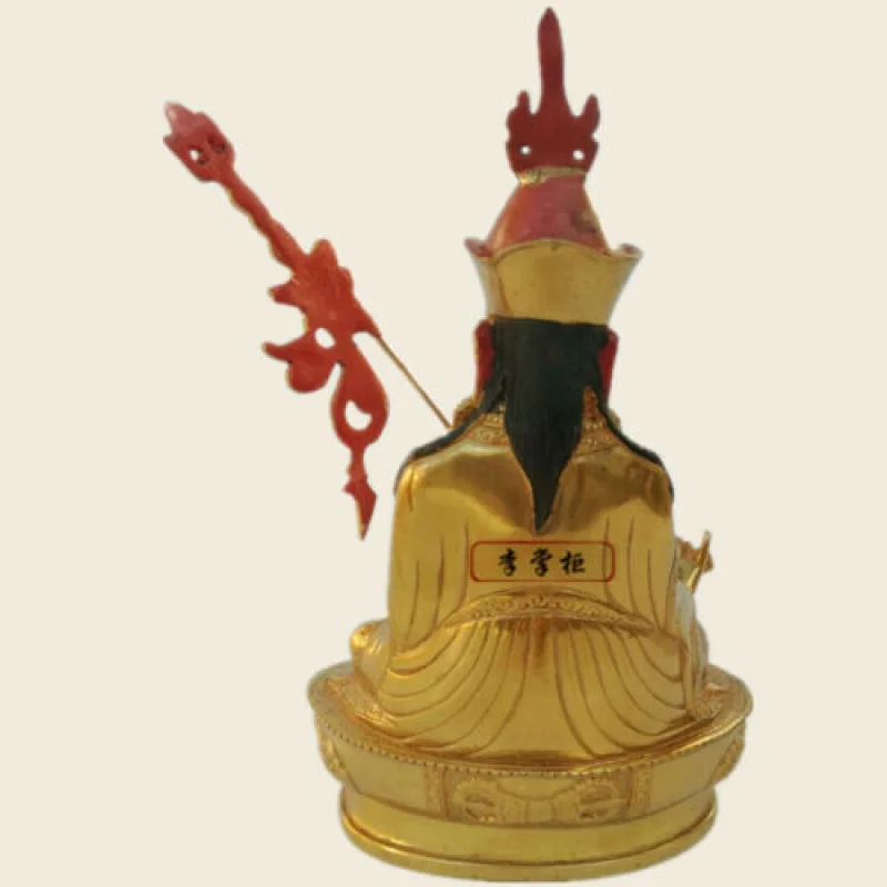 8 Inches/21cm Hand-Painted Gilded Bronze Nepal Guru Padma Samba WA Rinpoche Buddha Statue