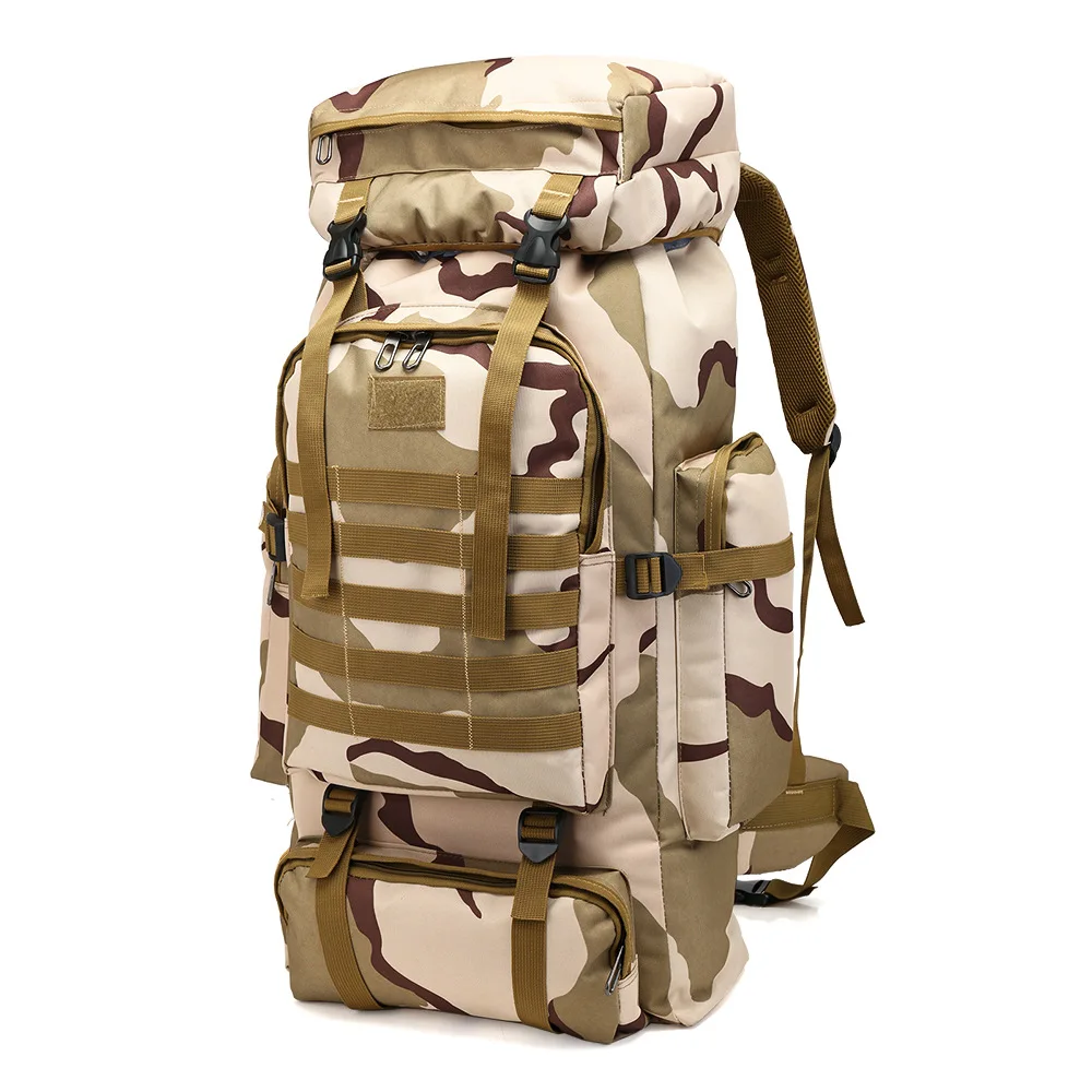 YUNFAN 80L Wasserdicht Molle Camo Taktische Rucksack Militär Armee Wandern Camping Rucksack Reise Rucksack Outdoor Sport Klettern Tasche 6