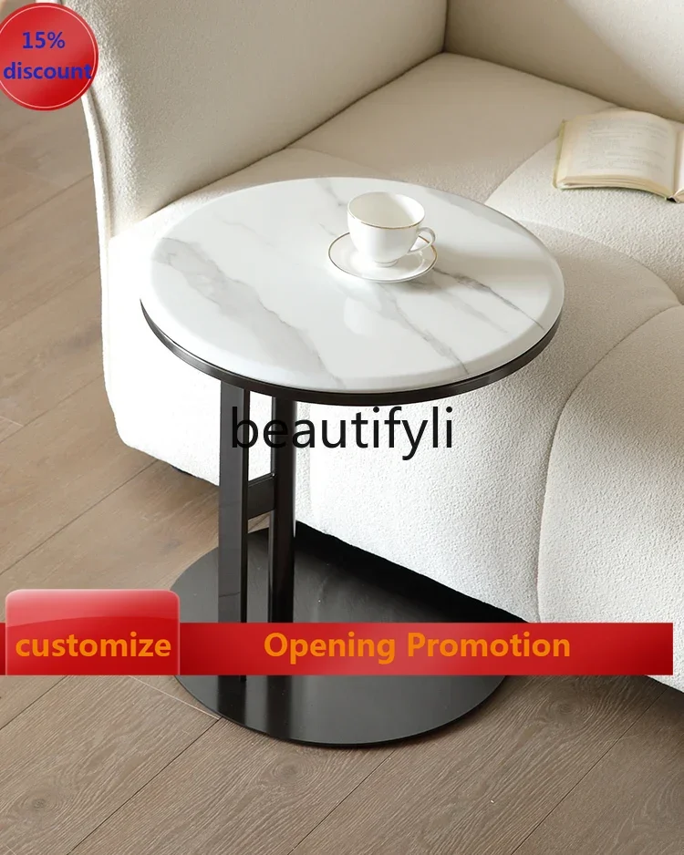 

Italian light luxury rock slab minimalist living room marble removable sofa side table mini coffee table G1218