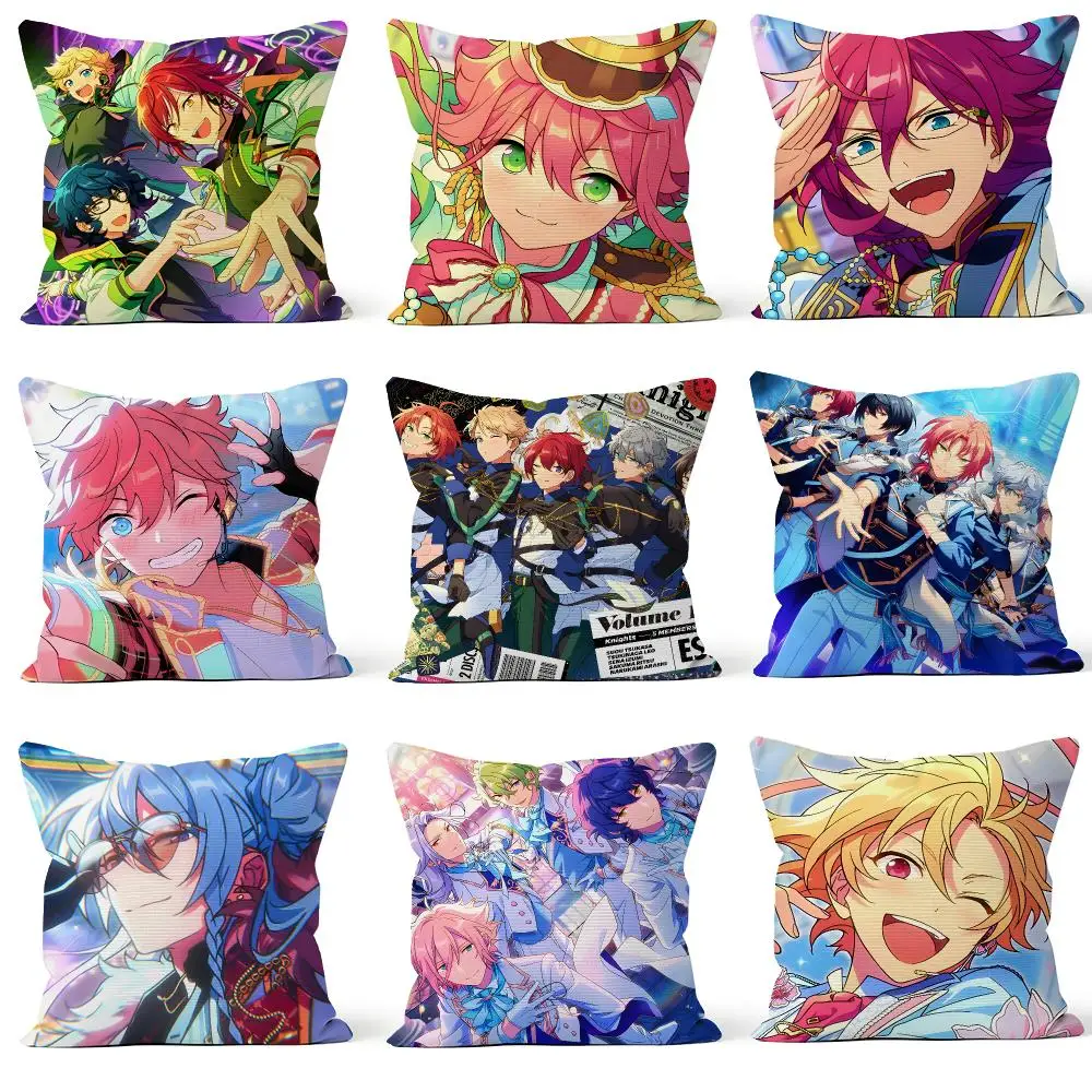 Game Ensemble Stars!! Enstars Knights Cushion Cover Throw Pillow Soft Short Plush Cozy Durable For Sofa Bedroom Home Decor Gift