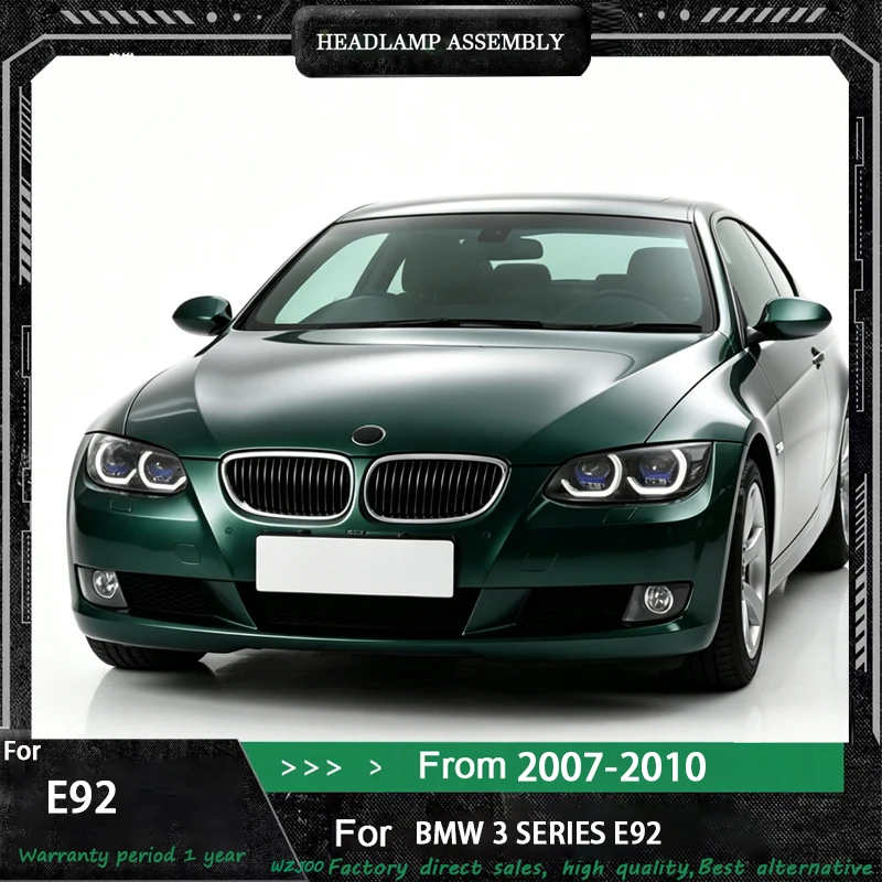 For BMW 3 Series E92 E93 M3 2007–2013 Headlight assembly upgrade featuring dual-color LED daytime running lights, sequentia