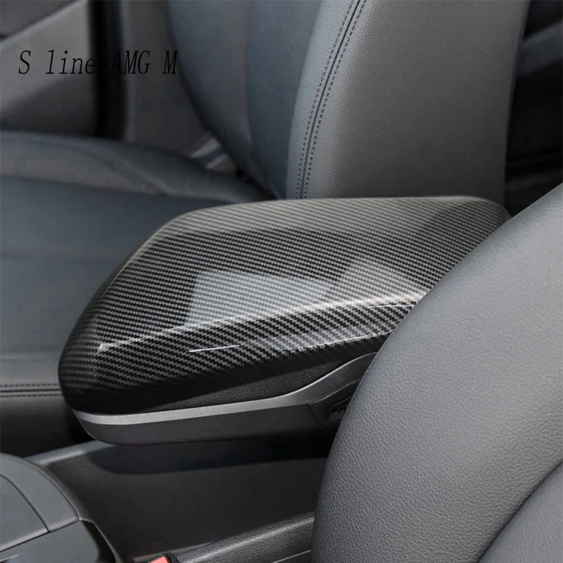 Car Styling For BMW X1 F48 2016-2022 Carbon fiber Auto Center Console Stowing Tidying Armrest box sticker cover Trim Accessories