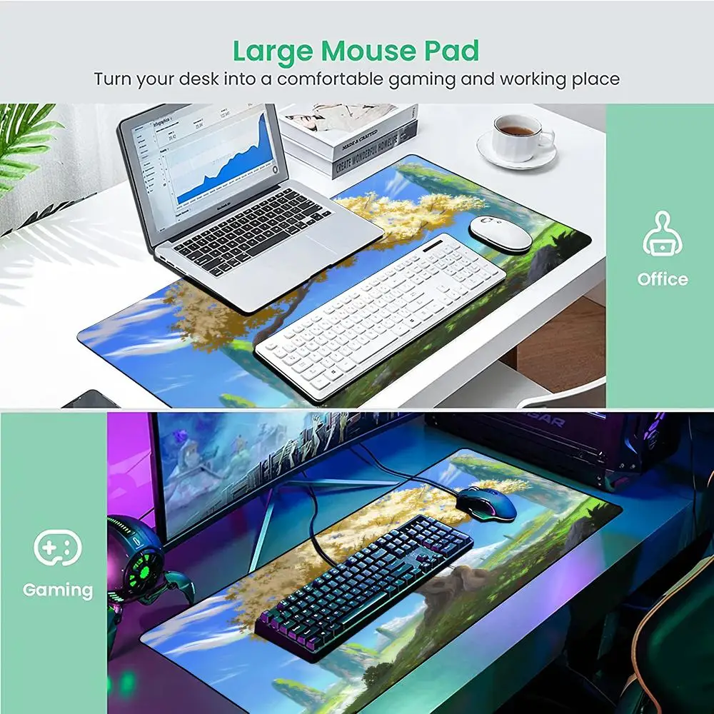 لوحة ماوس كبيرة مذهلة على شكل شجرة الحياة، لوحة ألعاب مكتبية غير قابلة للانزلاق، ملحقات مكتبية بحافة مخيطة، حصيرة ماوس، سجادة لعب سحرية