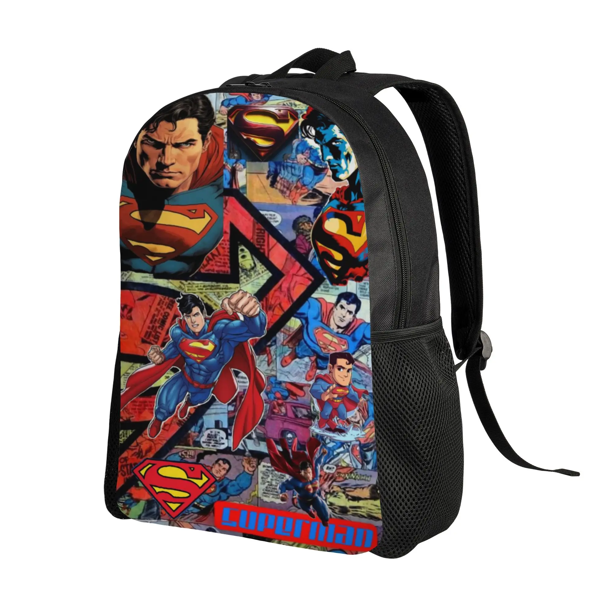 Knapsack Back to school season Dynamic Superman Comics Montage Print  Multi-Function Backpack