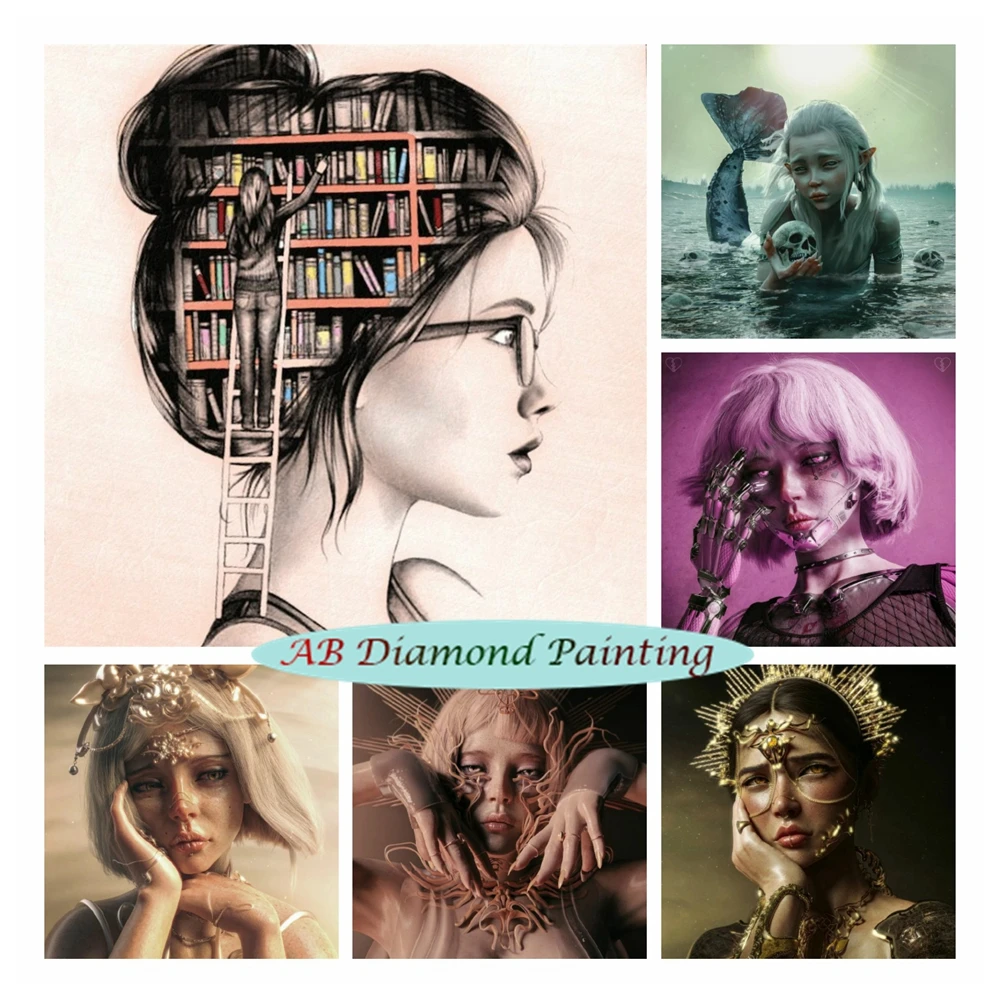 

Steampunk Girl 5D AB Diamond Painting Fantasy Si-Fi Portrait Picture Mosaic Embroidery Dark Art Cross Stitch Kits HandCraft Gift