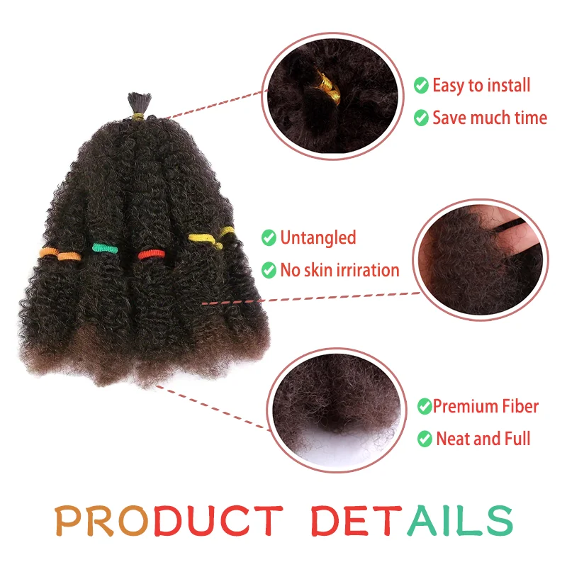 Afro Kinky Twist Hair 6แพ็คPreยืดผมMarley Braidingผมฤดูใบไม้ผลิTwist Crochet Braidsสังเคราะห์ผม(1B)