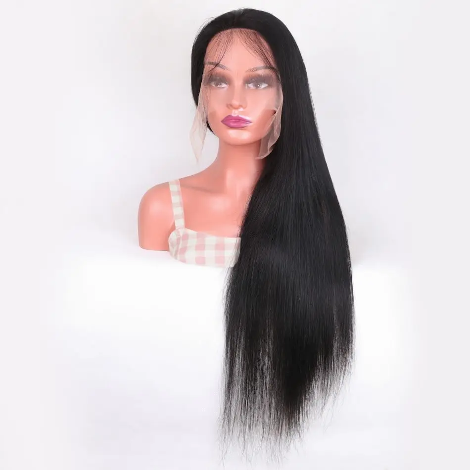 Perruque Lace Closure Wig naturelle indienne lisse, 4x4, 13x6, 13x4, 360 de densité, pour femmes