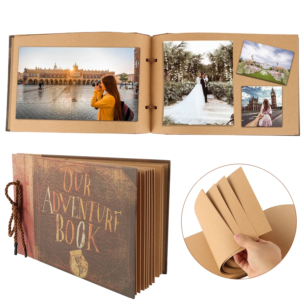 New 160 Page DIY Travel Photo Album Our Adventure Book Leather Retro Creative Anniversary Album Wedding Memory Mother\'s Day Gift
