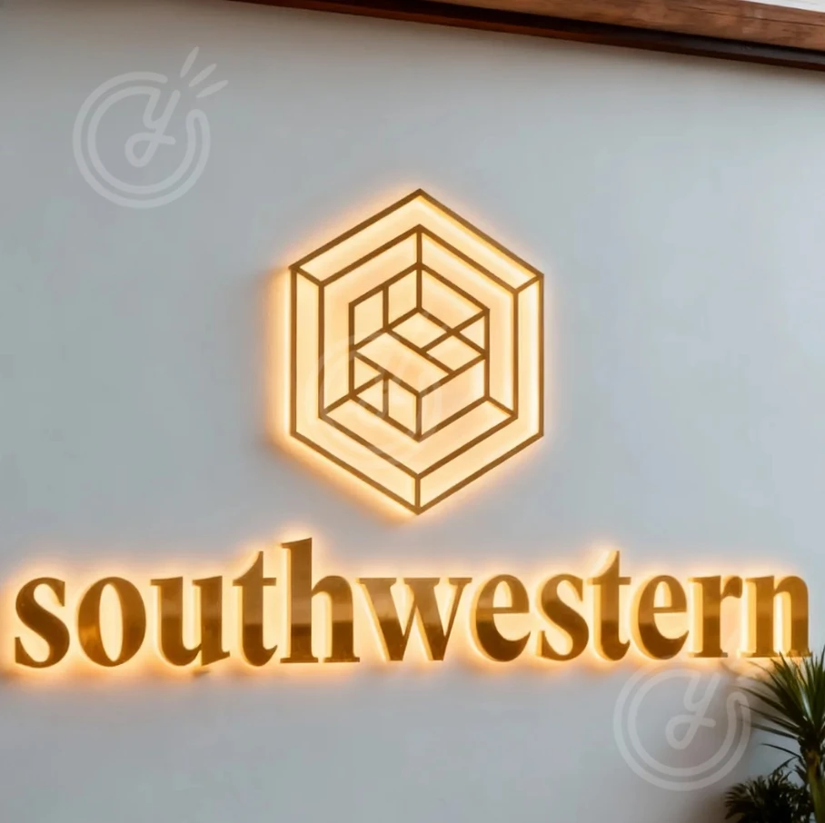 أضواء الثريا ثلاثية الأبعاد رسائل في علامة الأعمال العبرية مخصصة معدنية الخلفية لمكتب LED عيادة شعار مخبز الديكور في الهواء الطلق