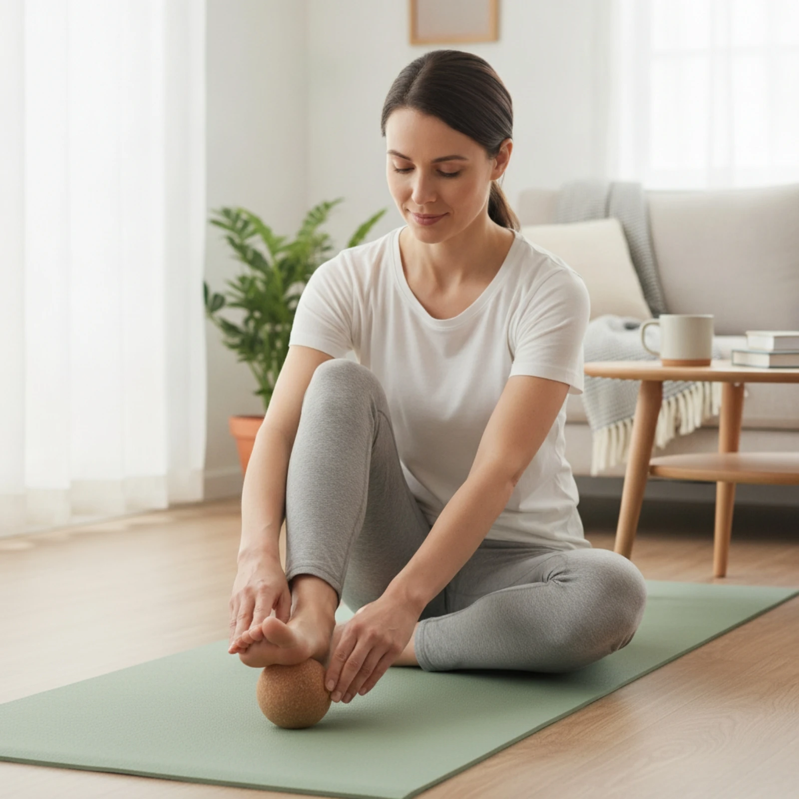 Foot Massage Ball Firm Cork Massage Ball Eco-Conscious Eco-Friendly for Runners, Balance Training, Mindful Stretching