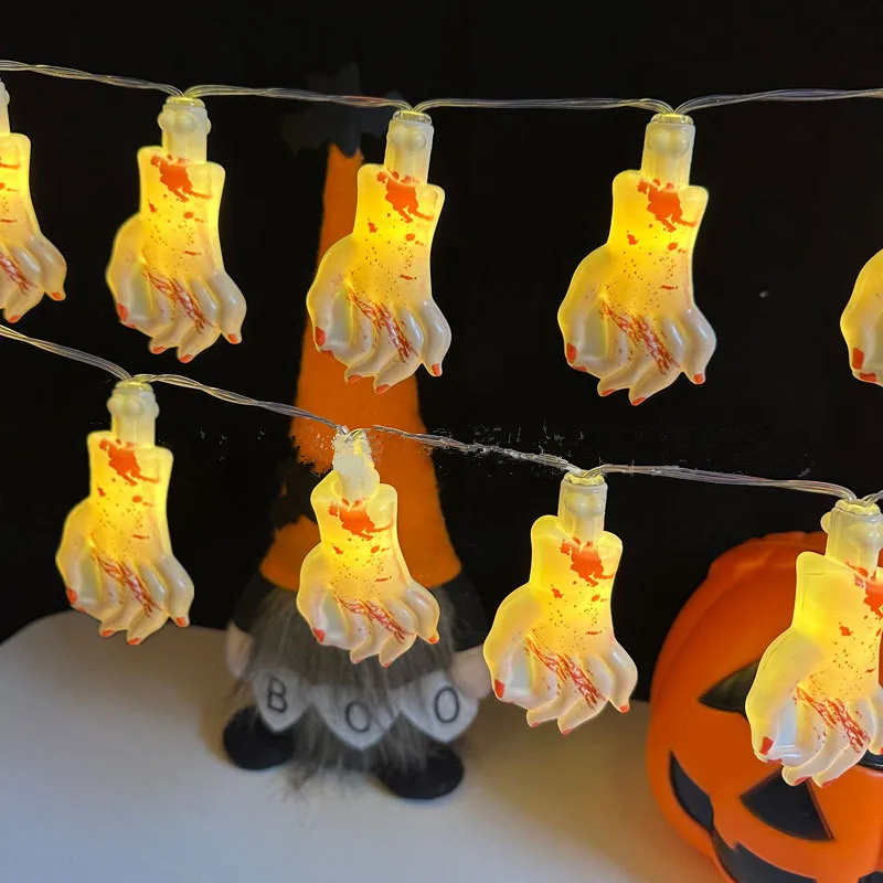 

2025 Halloween Pumpkin Ghost Hand Led String Lights Indoor Wall Ornaments Decoration Lights Battery USB Powered Room Lamps 1009