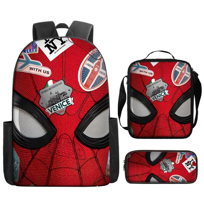 Nieuwe Spidermans Rugzak Student Rugzak Grote Capaciteit Ademende Lichtgewicht Anime Cartoon Rugzak Lunch Etui