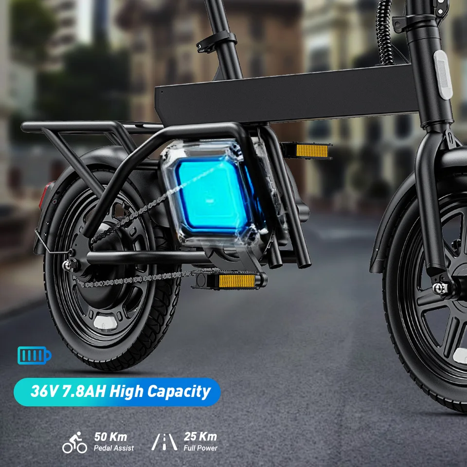 DYU B20 MINI 14 Inch Folding Electric Bike 500W Peak Motor 36V 7.8Ah Removable Battery 20MPH Urban Commuter E-Bike image 3