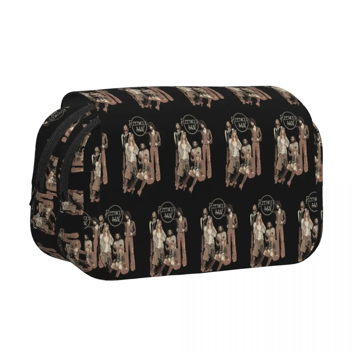 Vintage Fleetwood Mac Pencil Cases Pencil Pouch Hard Shell Leather Big Capacity Pen Box Pencil Bag for Students Gifts
