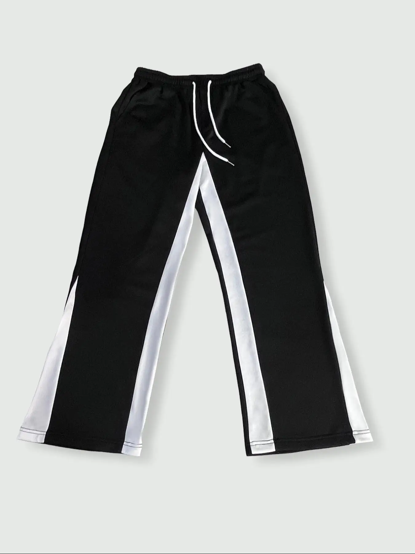 Men's printed drawstring waist micro flared pants regular edition casual pocket pants