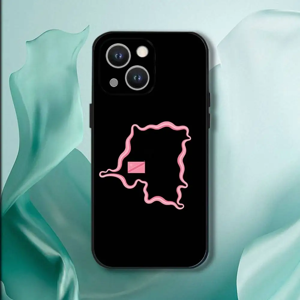 حافظة هاتف بعلم الكونغو الديمقراطي لهاتف آيفون 17,16,15,14,13,12,11,Pro,XS,Max,XR,Plus,E,SE4,غطاء ناعم أسود صغير #2