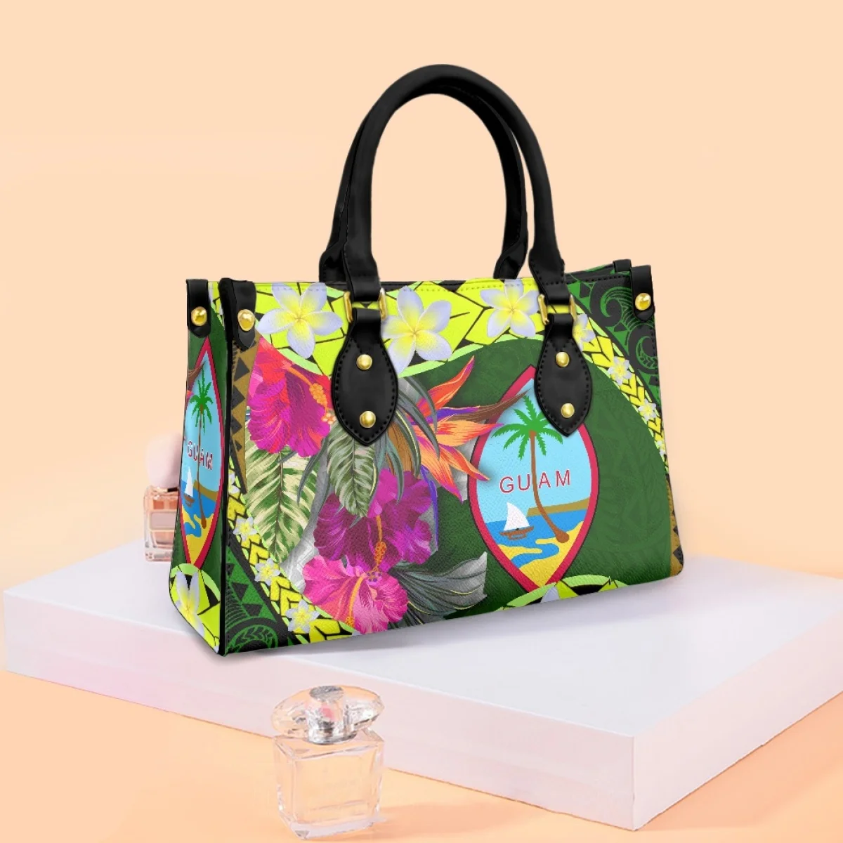 FORUDESIGNS Guam Alphabet Print Bag Women Exquisite Design Handbags Island Style Tote Hibiscus Flower Female Bags Luxury