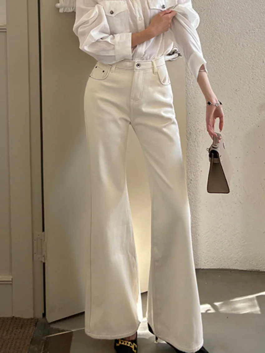 Alien Kitty 2025 nouveau jean évasé en peluche femmes hiver Denim taille haute décontractée Streetwear mince élégant tout Match bureau dame