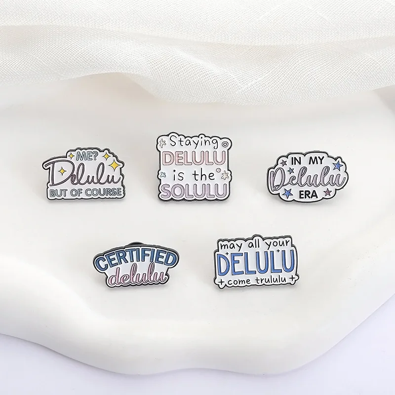 Creative Letter Enamel Brooch Lapel Pin Trouble Maker I Overthink Everything SHAVED Personality English Metal Badge Jewelry Gift