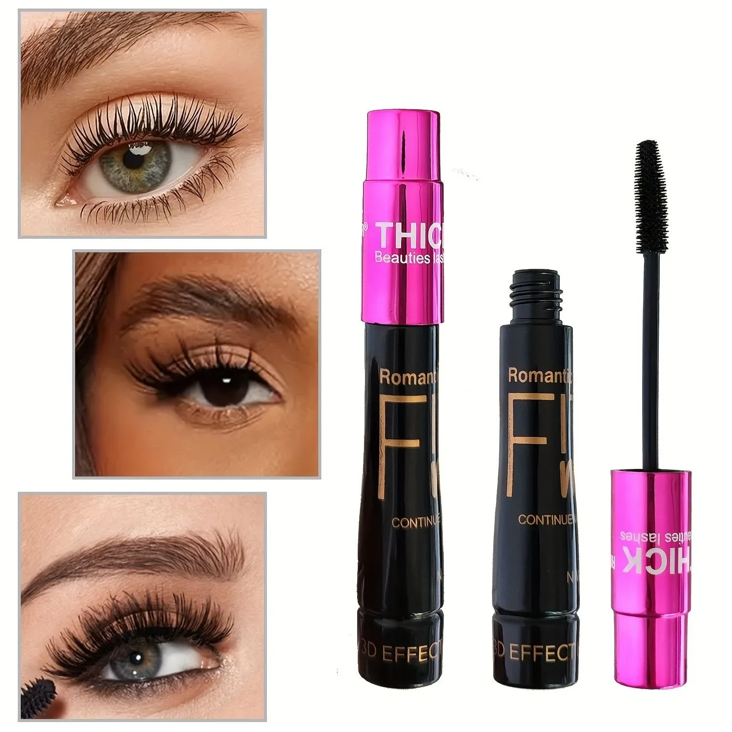 Wodoodporny tusz do rzęs 3D Fiber Mascara, długotrwały, naturalnie podkręcający rzęsy, nie rozmazuje się, maksymalnie powiększa objętość, intensywnie pogrubia i wydłuża.