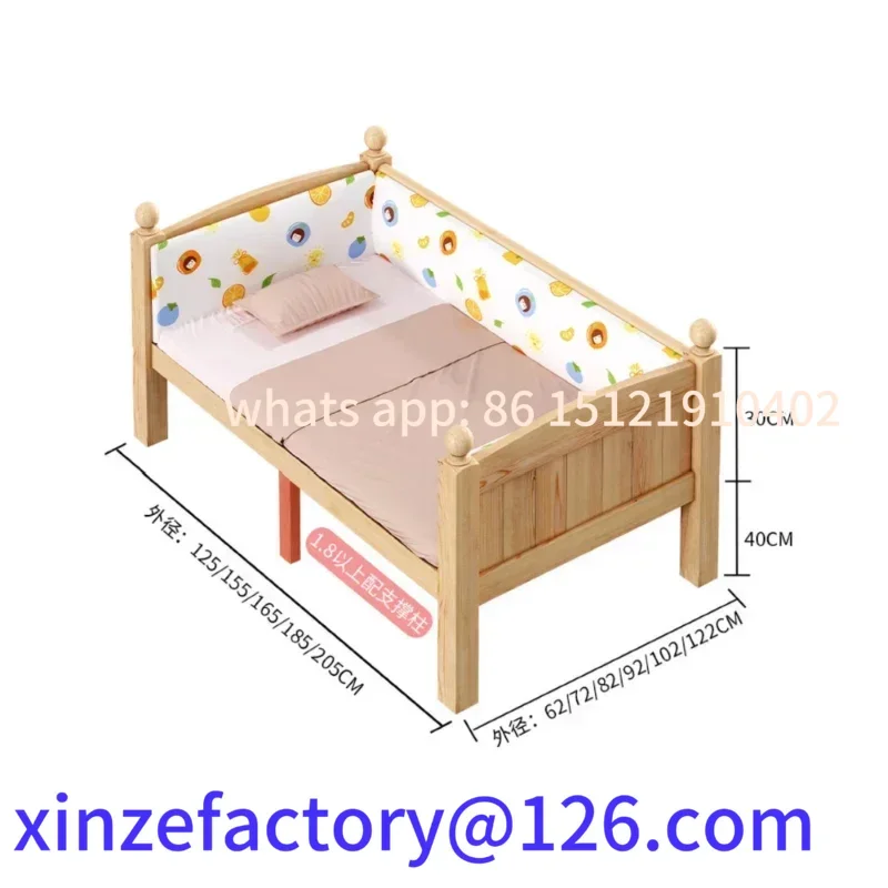 

Customizable Widened Children's Beds with Guardrails Custom Girl Bed with Tail Ladder Solid Wood Spliced Beds for Children Home